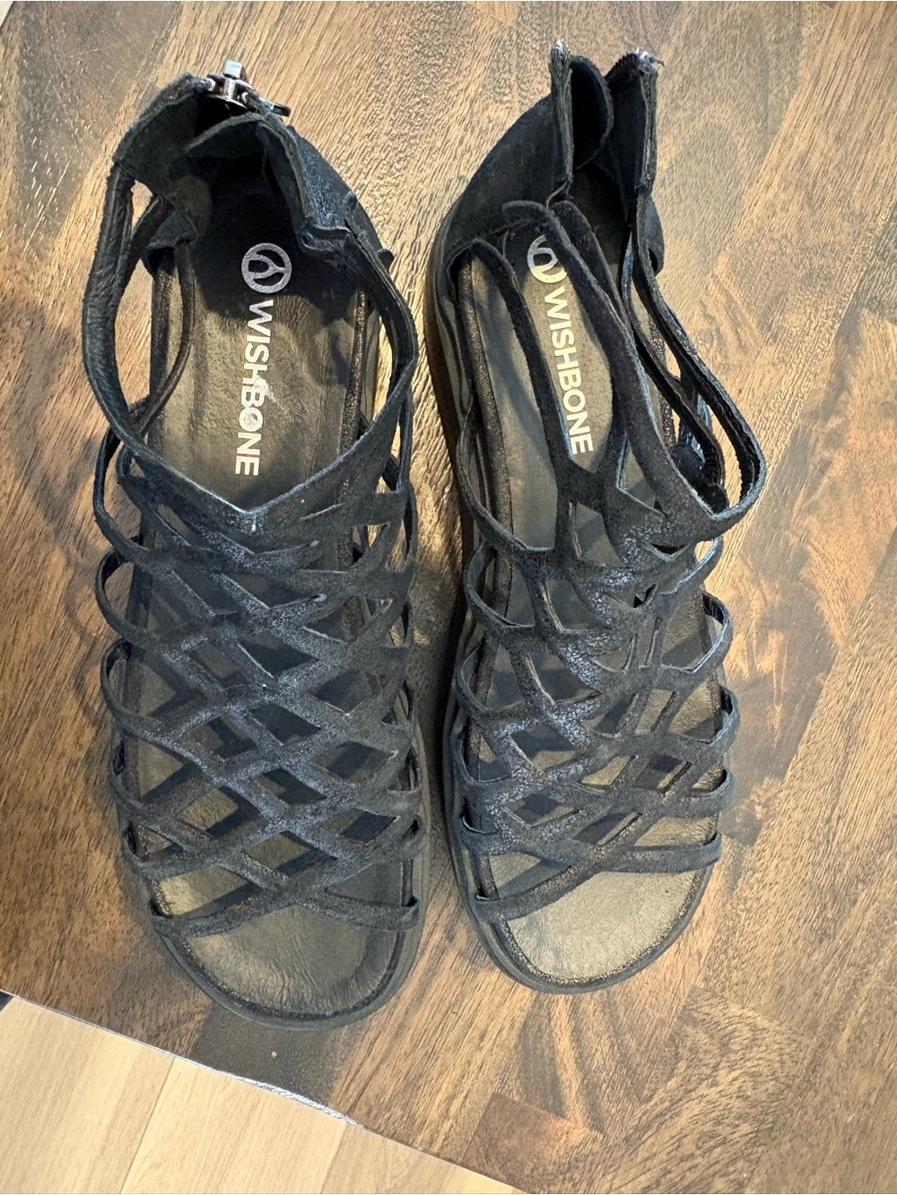 Wishbone Black Lattice Strappy Women's Sandals